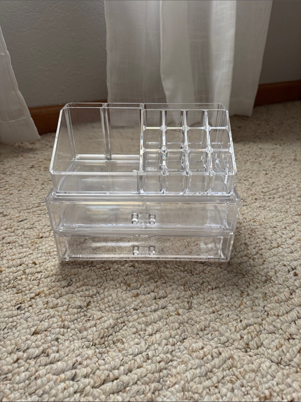 Clear Acrylic Makeup Organizer with Dual Drawers - Clear